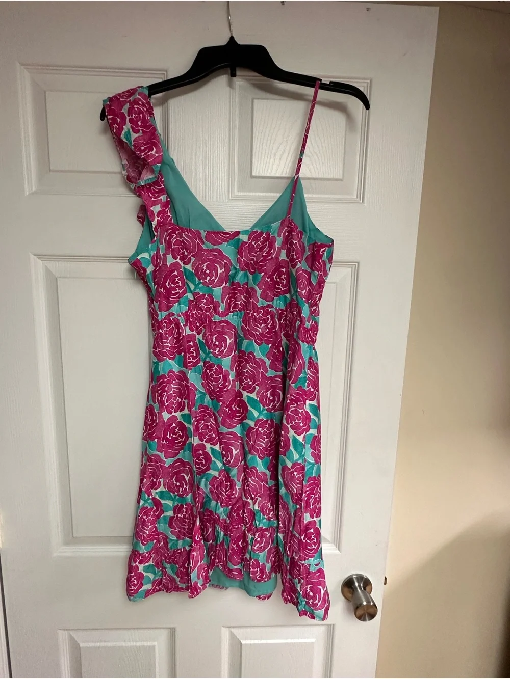 Vineyard Vines One-Shoulder Floral Dress in Pink and Teal - Picture 2 of 2